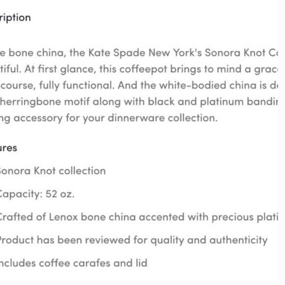 kate spade sonora knot tea coffee pot urn and lid server nwt - Picture 7 of 8